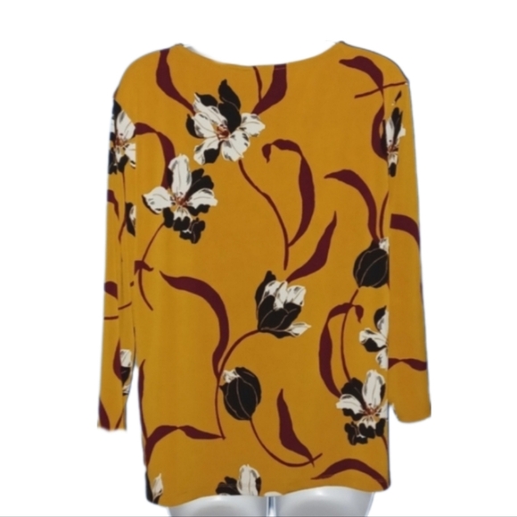 🎁 Liz Claiborne Mustard Floral Blouse - Picture 3 of 4
